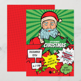 Invitación a historietas de Navidades de arte pop