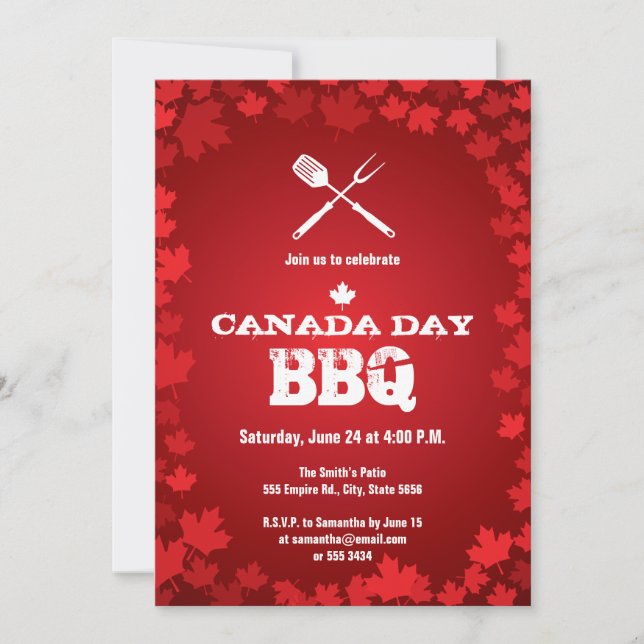 Invitación a hoja blanca para barbacoa en el Día d (Anverso)