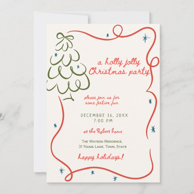 Invitación A holly jolly Whimsical christmas party (Anverso)