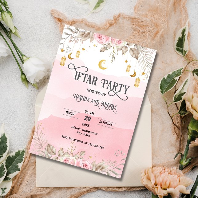 Invitación a Iftar de Lantern Floral Pink (Subido por el creador)