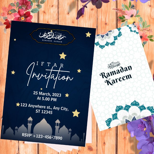 Invitación a Iftar Minimalista azul oscuro (Subido por el creador)