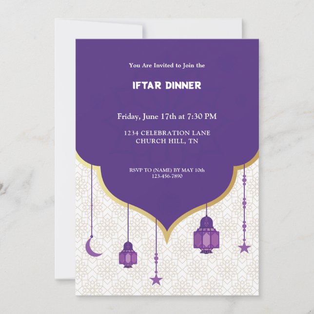 Invitación a iftar morado (Anverso)
