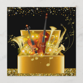 Invitación a instrumentos de música de oro nocturn