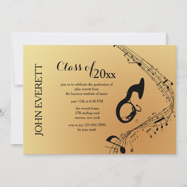 Invitación a instrumentos musicales de Tuba (Anverso)