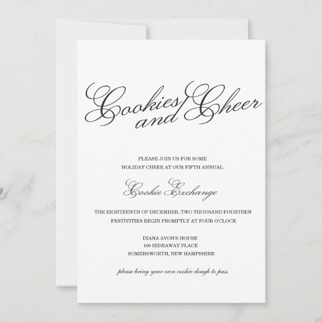 Invitación a intercambio clásico de cookies en bla (Anverso)