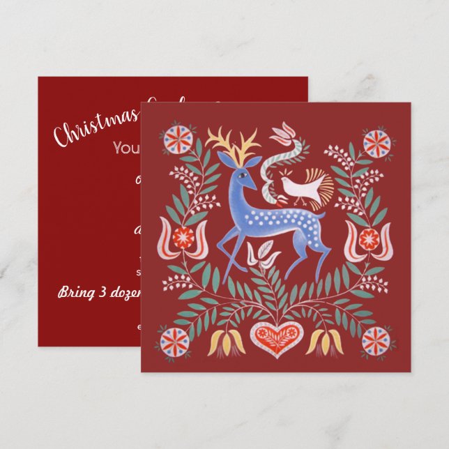 Invitación a intercambio de cookies de arte folcló (Anverso / Reverso)