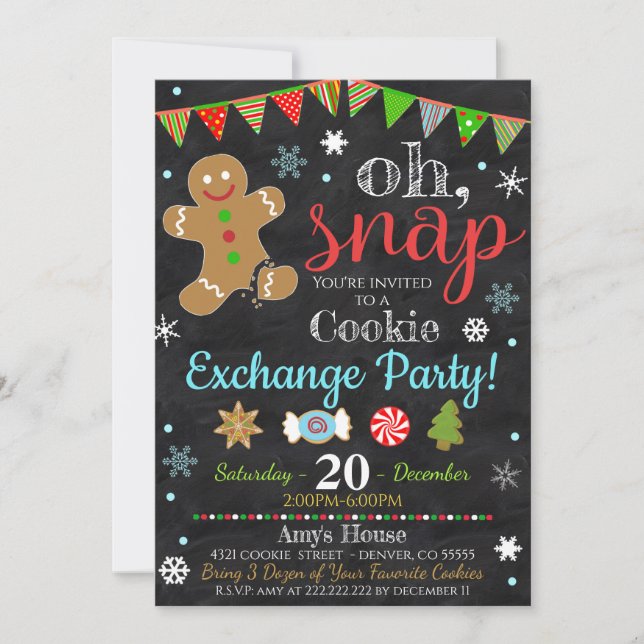 Invitación a Intercambio de cookies de Navidades (Anverso)