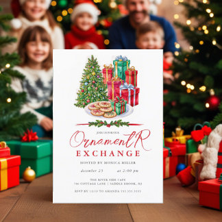 Invitación a intercambio de ornamentos de Navidad
