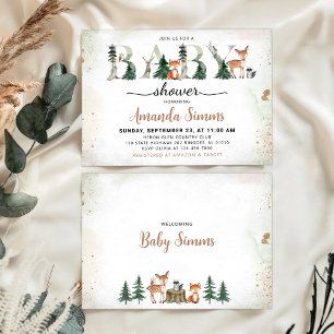 Invitación a invierno de Woodland Animals Baby Sho