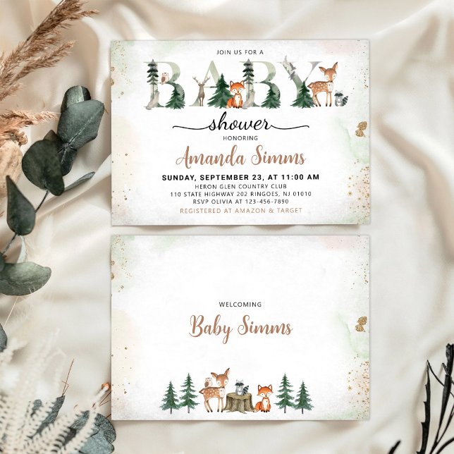 Invitación a invierno de Woodland Animals Baby Sho (Subido por el creador)