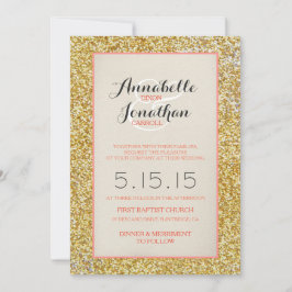 Invitación a Invitación Boda  Purpurina Coral Gold