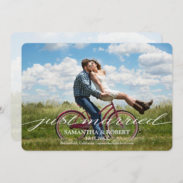 Invitación a Invitación de Boda fotográfico recién (Anverso / Reverso)