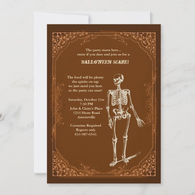 Invitación a ir de fiesta el estilo de Halloween (Anverso)
