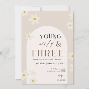 Invitación a jóvenes salvajes y de tres cumpleaños
