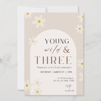Invitación a jóvenes salvajes y de tres cumpleaños