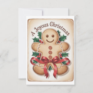 Invitación A Joyous Christmas" Gingerbread Man Vintage Card