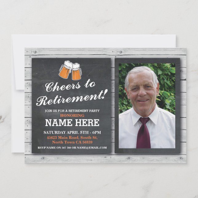 Invitación a jubilarse Foto Alegría Cerveza Fiesta (Anverso)
