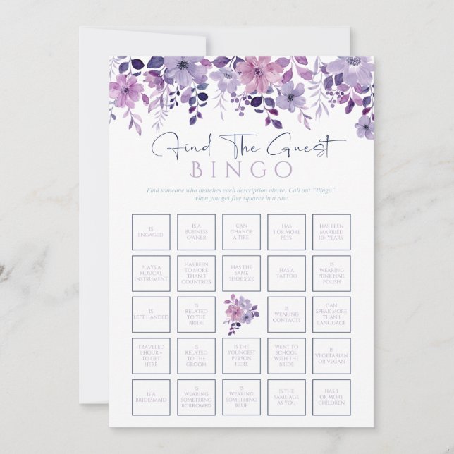 Invitación a juego de bingo Floral Bridal Shower B (Anverso)