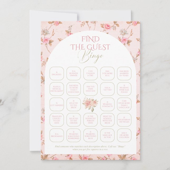 Invitación a juego de bingo Floral Bridal Shower B (Anverso)