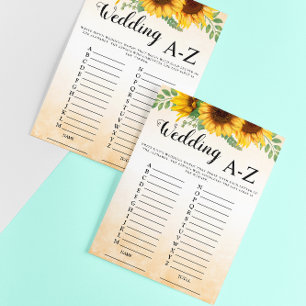 Invitación a juego de novias con girasol boda A-Z