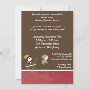 Invitación a juegos de Navidades de renos/pingüino