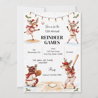 Invitación a Juegos de Reno Navideños Familiares