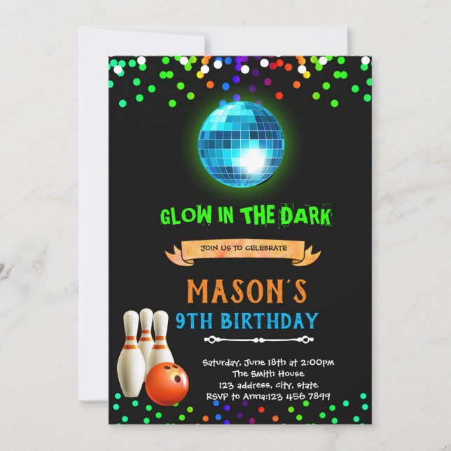 Invitación a jugar a los bolos en disco (Anverso)