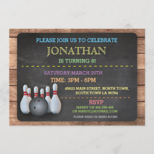 Invitación a jugar boliche Let's Bowl Chalkboard