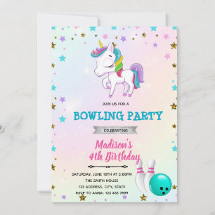 Invitación a jugar bolos de Unicorn