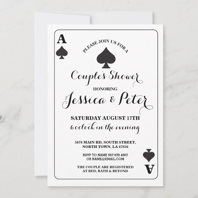 Invitación a jugar con cartas o a la Reina Rey Las (Anverso)