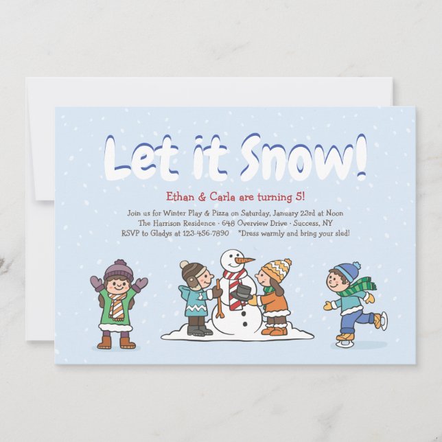 Invitación a Jugar en Invierno (Anverso)