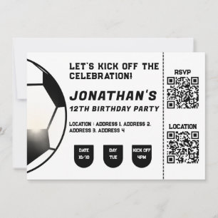 Invitación a jugar fútbol en blanco y negro