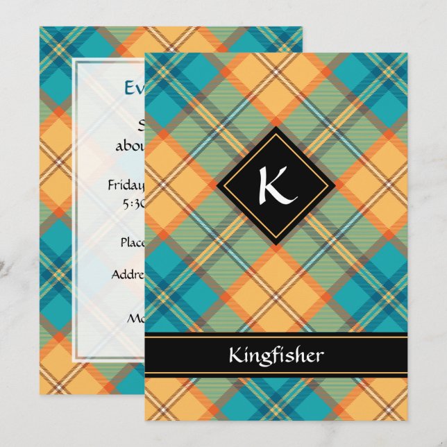Invitación a Kingfisher Tartan (Anverso / Reverso)