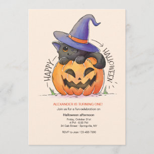 Invitación a Kitty de Halloween