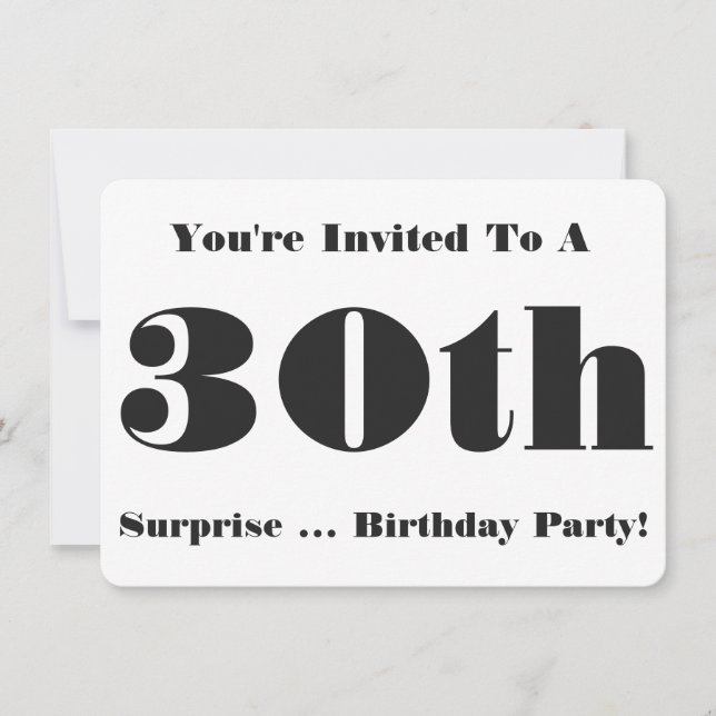 Invitación a la 30ª fiesta de cumpleaños sorpresa, (Anverso)