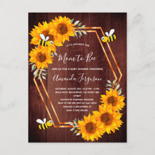 Invitación a la abeja marrón de girasoles de la du