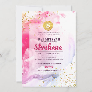 Invitación a la acuarela de Bat Mitzvah