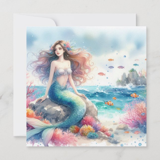 Invitación a la acuarela de Sirena (Anverso)