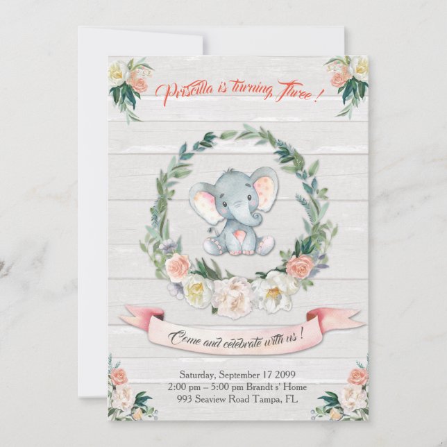 Invitación a la acuarela floral, bebe 3ª (Anverso)