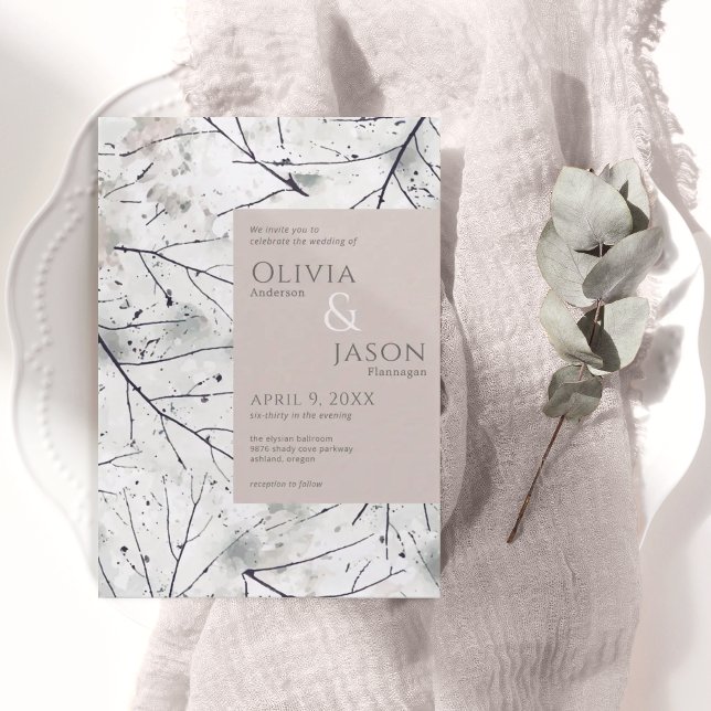 Invitación a la acuarela gris de Rubor floral (Subido por el creador)