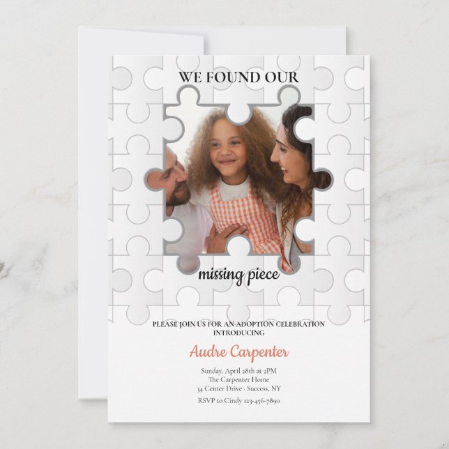 Invitación a la adopción de la foto de una pieza a (Anverso)