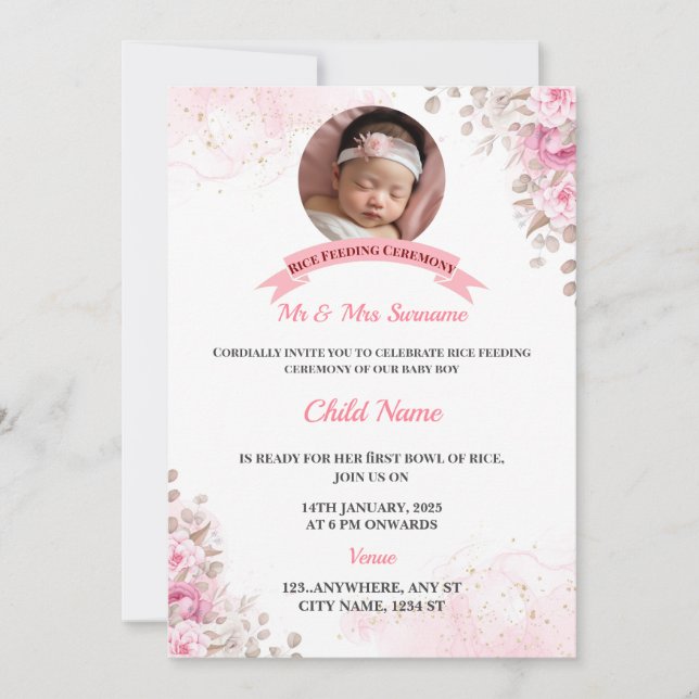 Invitación a la alimentación de arroz, tarjeta Ann (Anverso)