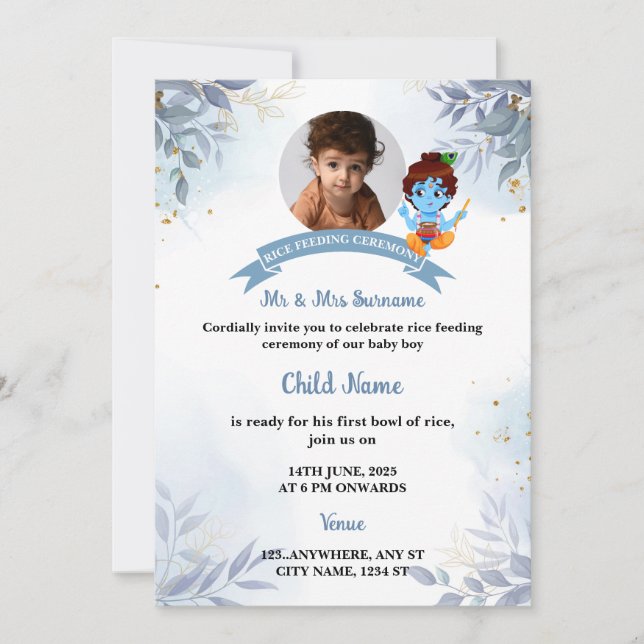 Invitación a la alimentación de arroz, tarjeta Ann (Anverso)