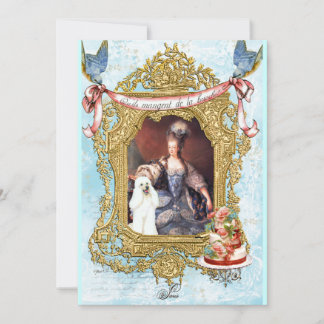Invitación a la Antoinette White Poodle y Marie