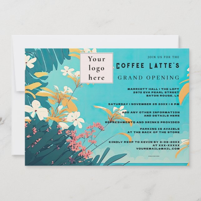 Invitación a la apertura de un negocio floral trop (Anverso)