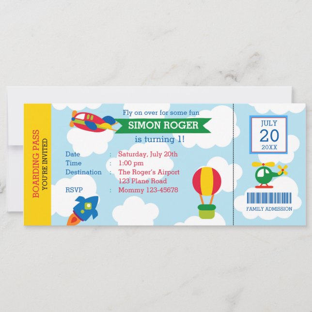 Invitación a la aviación - Invitación a un billete (Anverso)