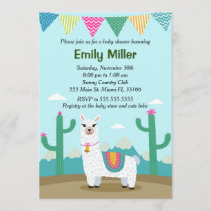 Invitación a la Baby Shower Alpaca Llama