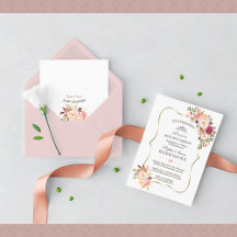 Invitación a la Baby Shower con flores rosadas de 