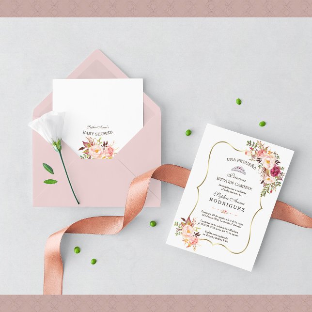 Invitación a la Baby Shower con flores rosadas de  (Subido por el creador)
