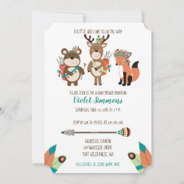 Invitación a la Baby Shower de animales de bosque